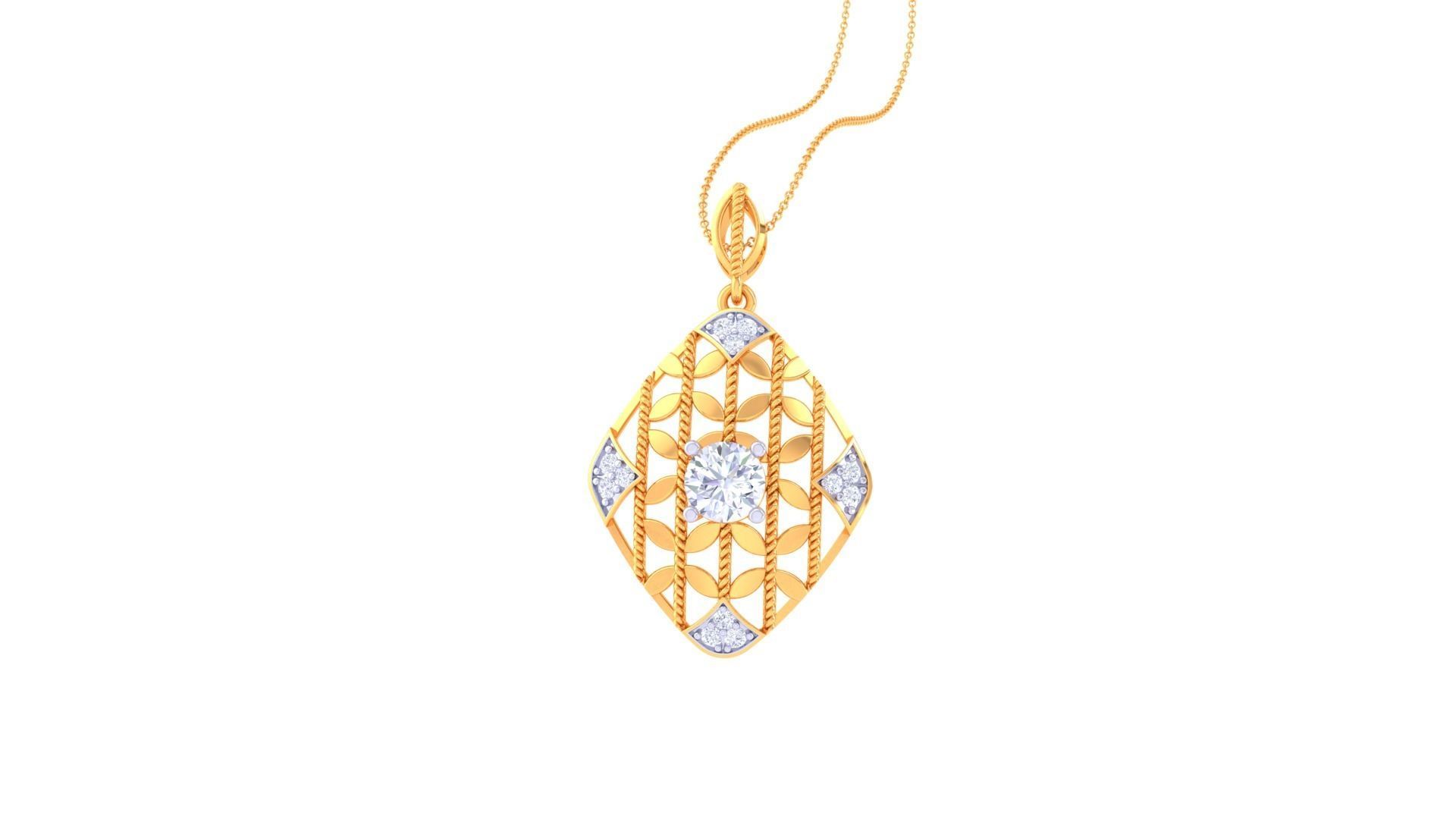 Wire Mesh Solitaire High Jewelry Pendant Earrings Set 3D print model_18