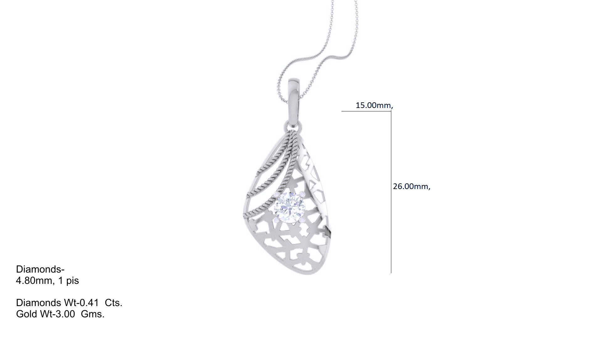 Wire Mesh Solitaire High Jewelry Pendant Earrings Set 3D print model_16
