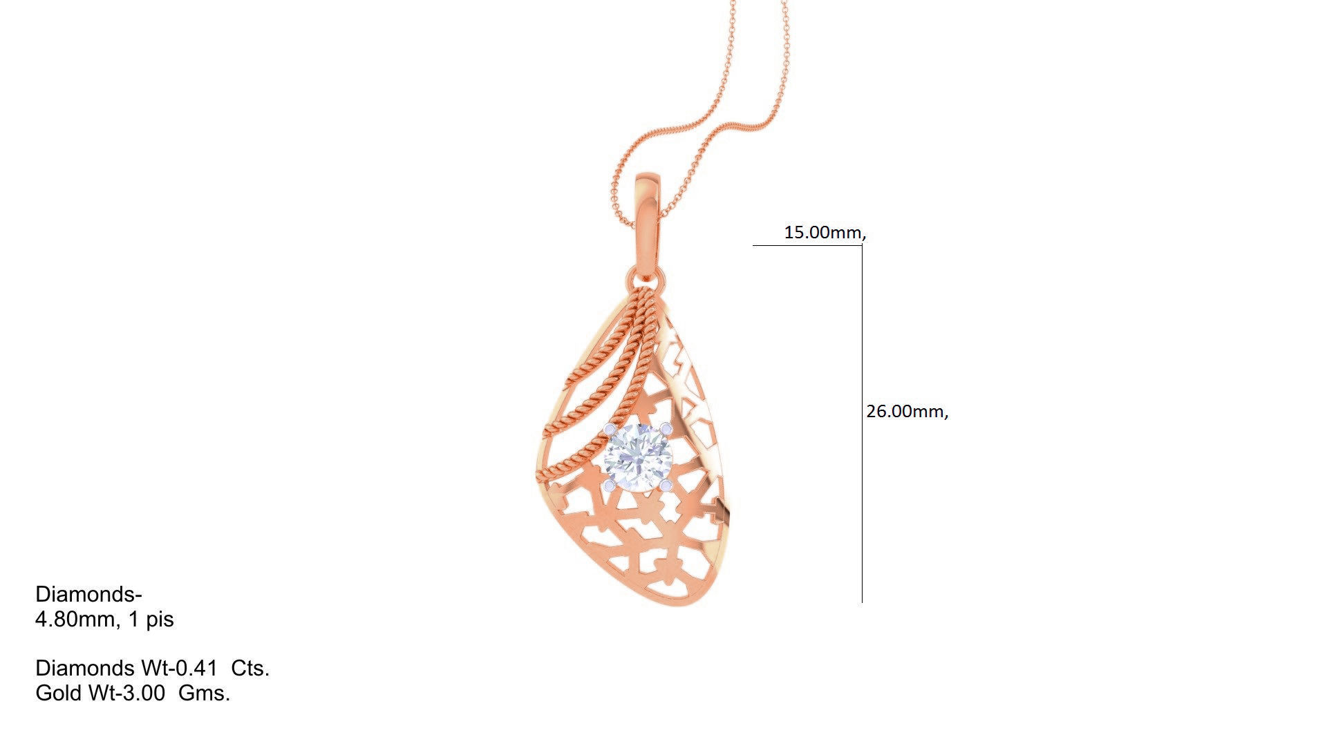 Wire Mesh Solitaire High Jewelry Pendant Earrings Set 3D print model_17