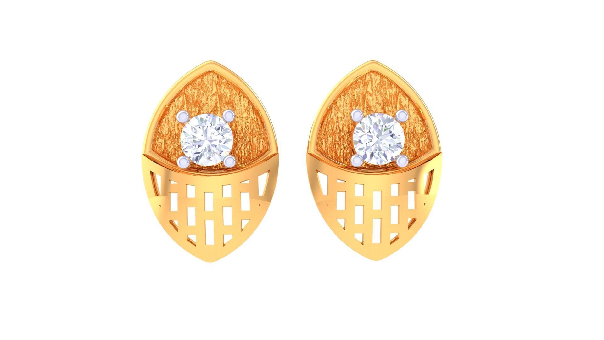 Wire Mesh Solitaire High Jewelry Pendant Earrings Set 3D print model_9