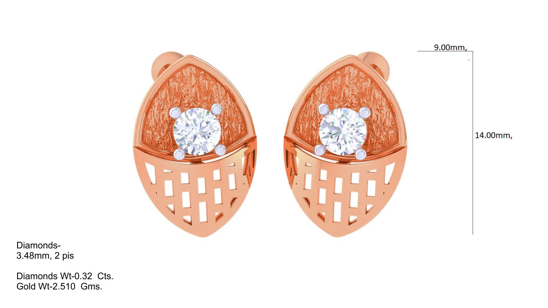 Wire Mesh Solitaire High Jewelry Pendant Earrings Set 3D print model_3