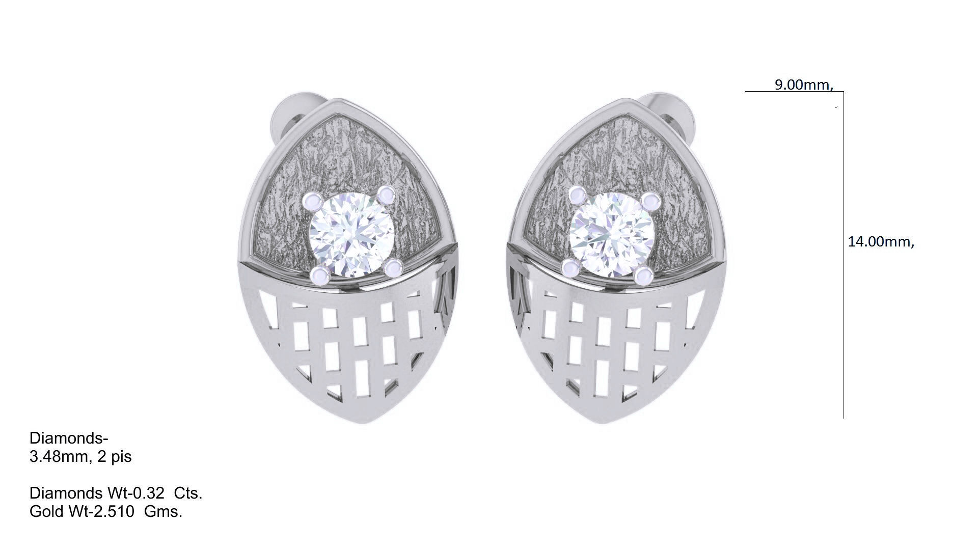 Wire Mesh Solitaire High Jewelry Pendant Earrings Set 3D print model_2