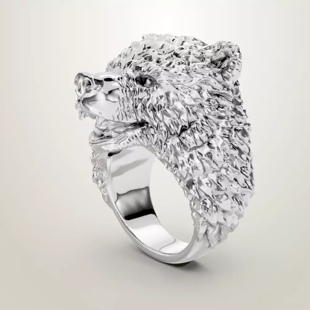 Bear head 3d ring sculpture 3D print model