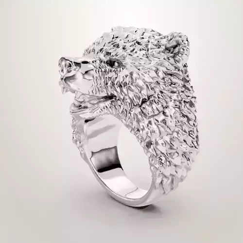 Bear head 3d ring sculpture 