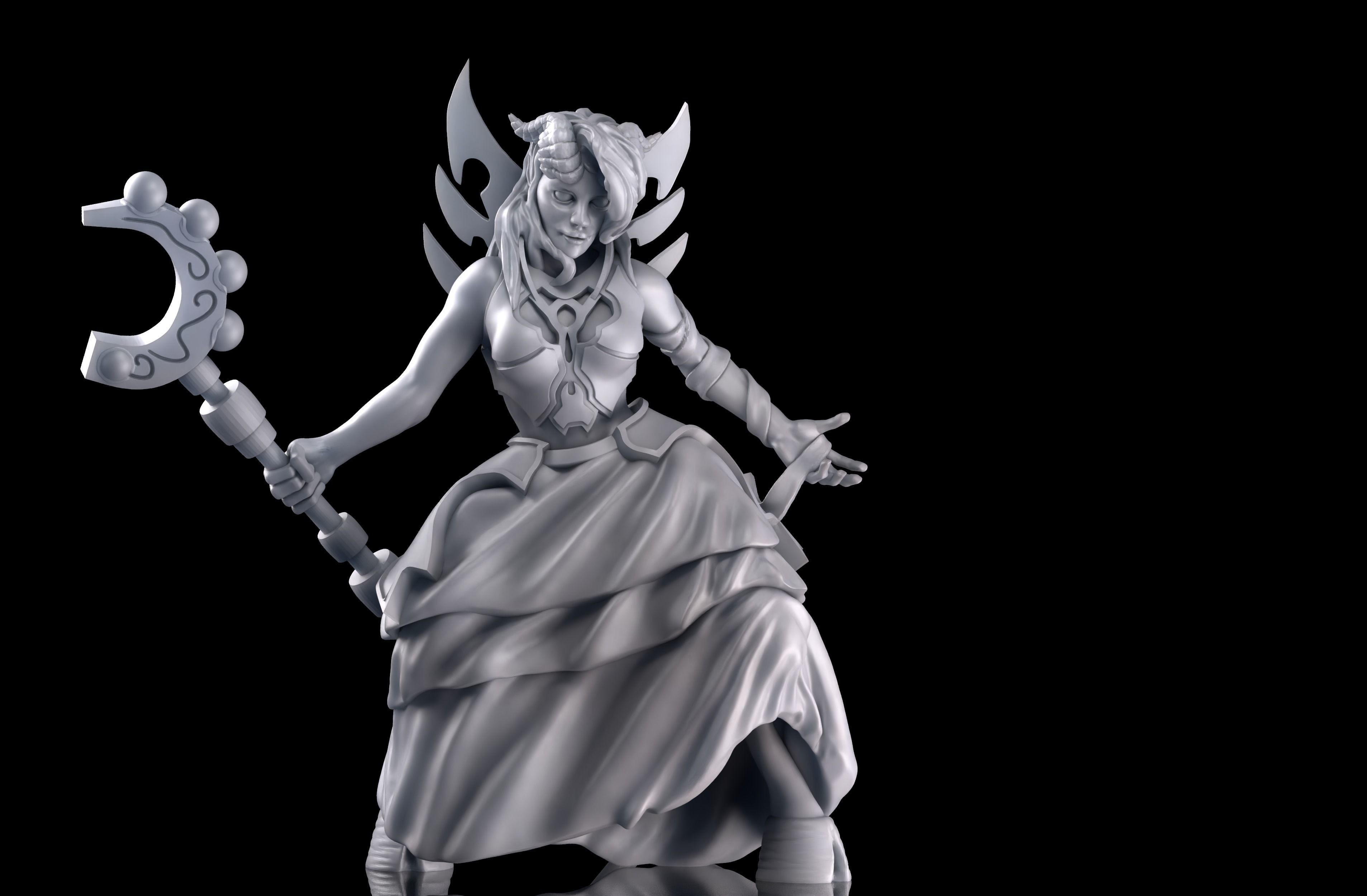 Delana the Water Mage Roleplay and Tabletop Miniature 3D print model_2