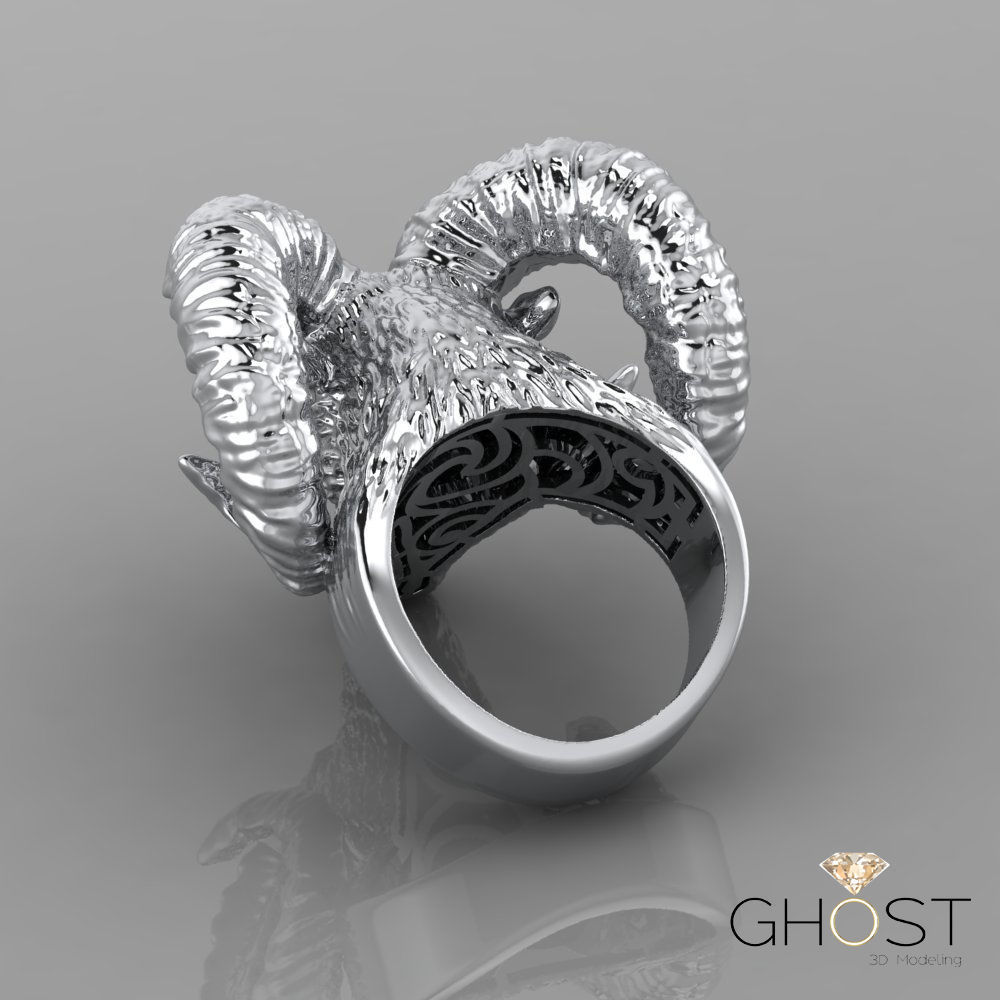Ram head 3d ring 3D print model_14