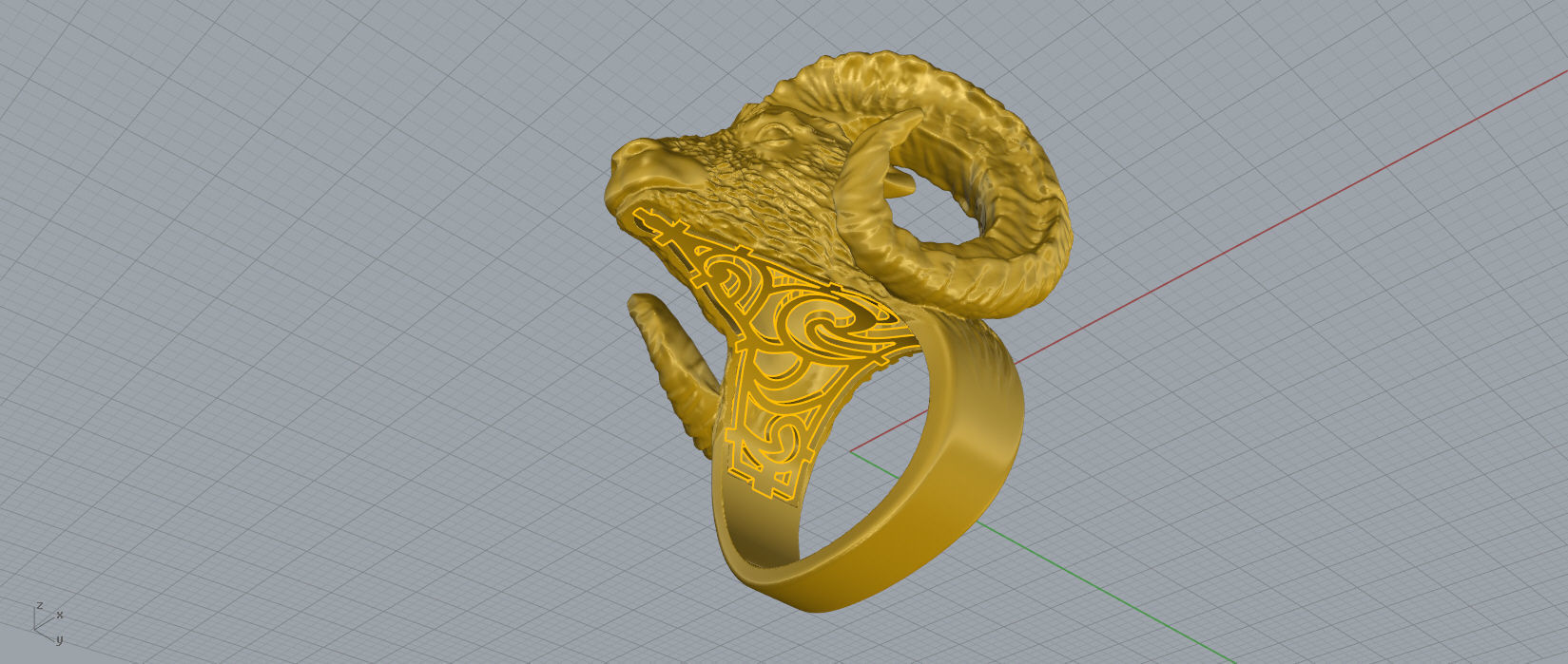 Ram head 3d ring 3D print model_9