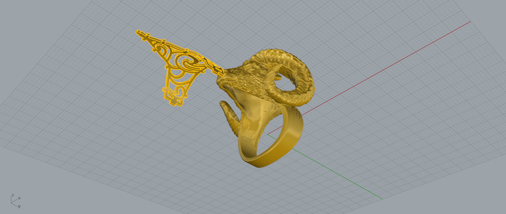 Ram head 3d ring 3D print model_10