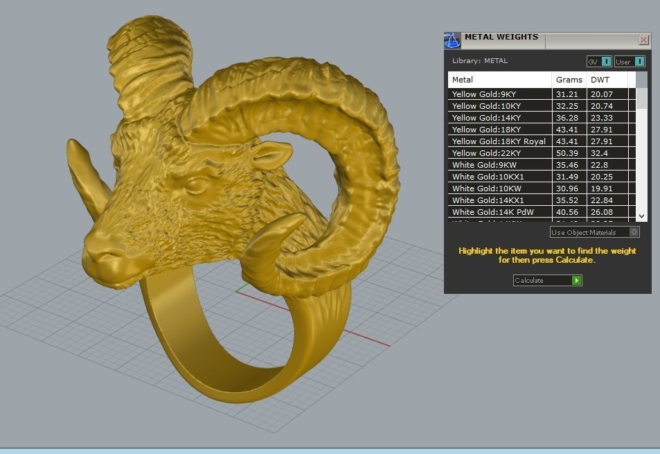 Ram head 3d ring 3D print model_8