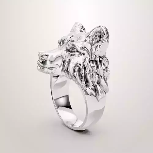 Wolf head 3d ring