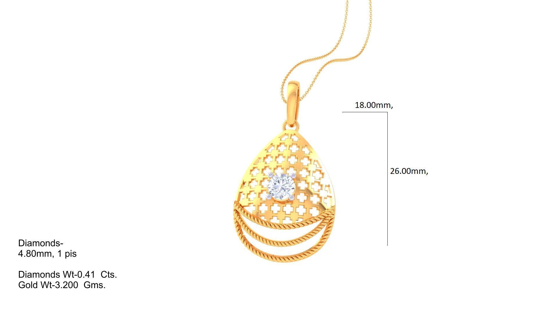 Wire Mesh Solitaire High Jewelry Pendant Earrings Set 3D print model_15
