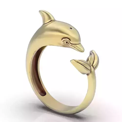 dolphin ring silver gold jewelry printable 3d model