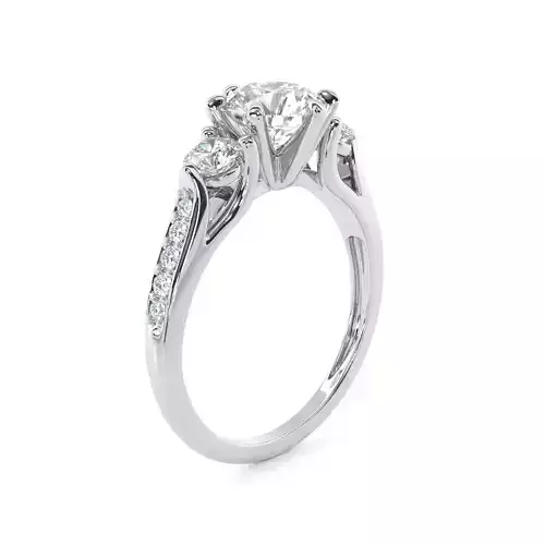 Round Cut 3-Stone Engagement Ring