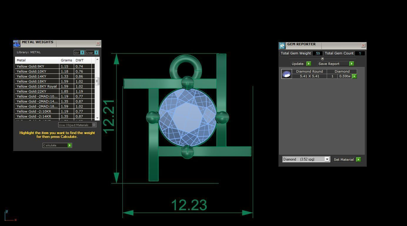 Light Solitaire Pendant Earrings Set 3dm stl obj mtl gltf glb 3D print model_6