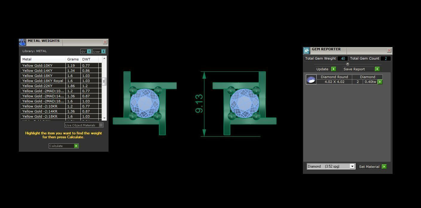 Light Solitaire Pendant Earrings Set 3dm stl obj mtl gltf glb 3D print model_5