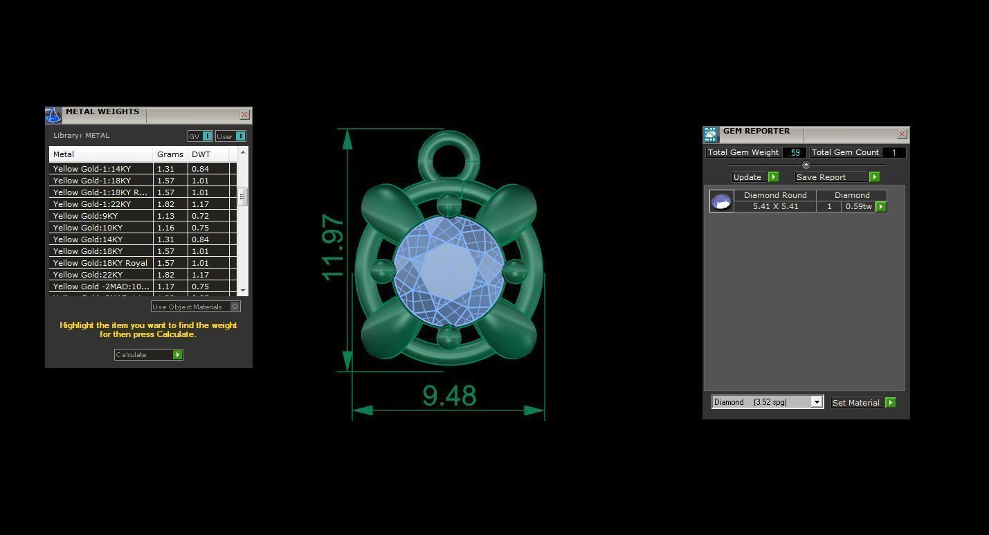 Light Solitaire Pendant Earrings Set 3dm stl obj mtl gltf glb 3D print model_6