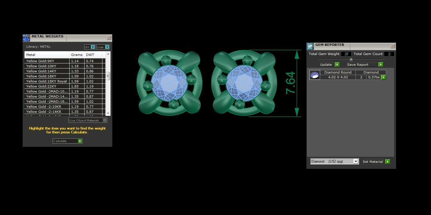 Light Solitaire Pendant Earrings Set 3dm stl obj mtl gltf glb 3D print model_4