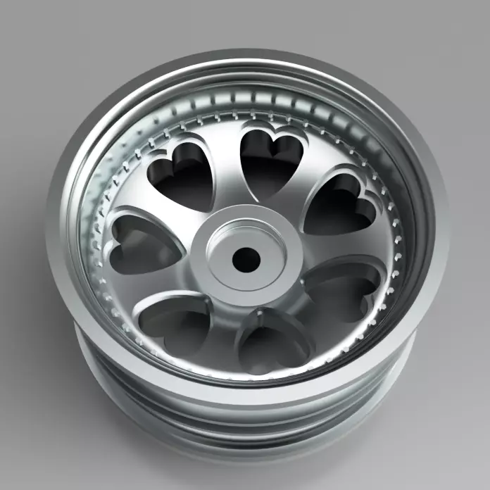 RC heart shaped wheels drift -8mm offset 3D print model_0