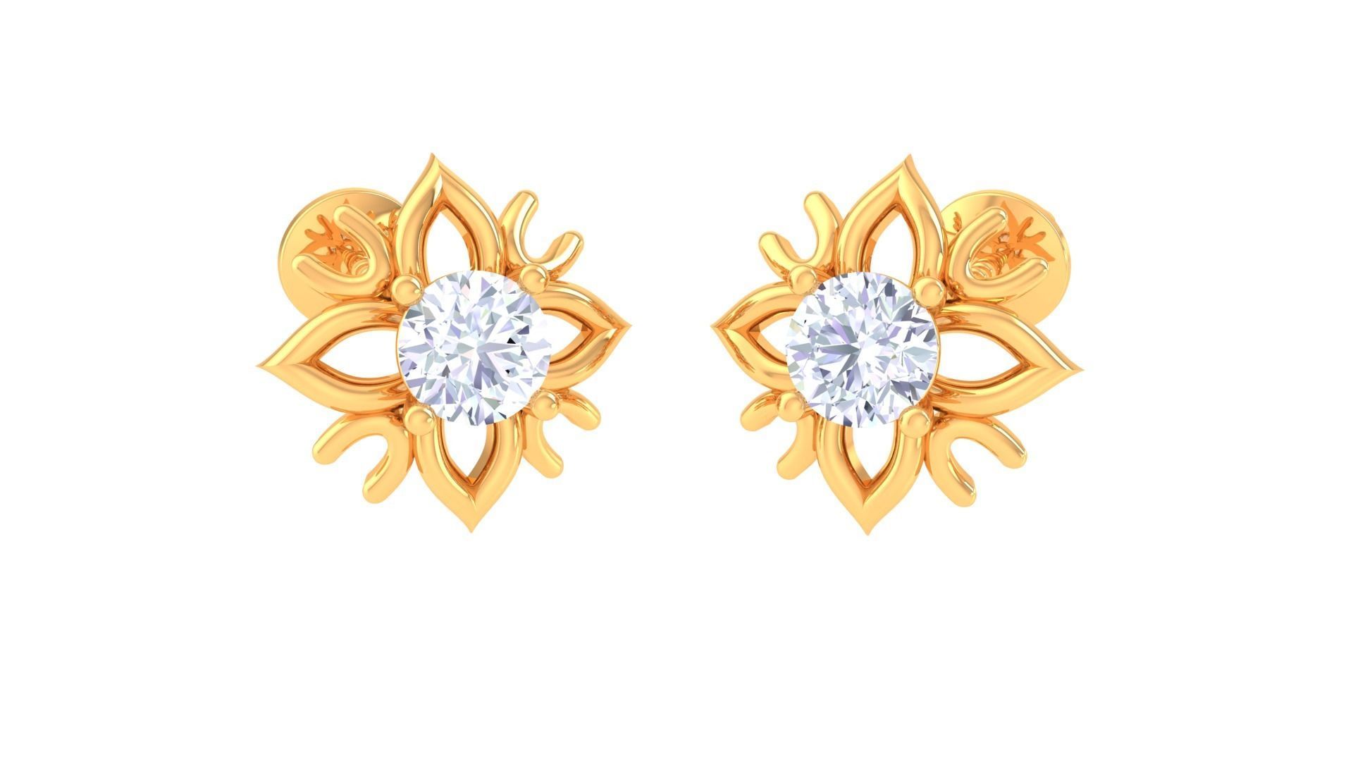 Light Solitaire Pendant Earrings Set 3dm stl obj mtl gltf glb 3D print model_14