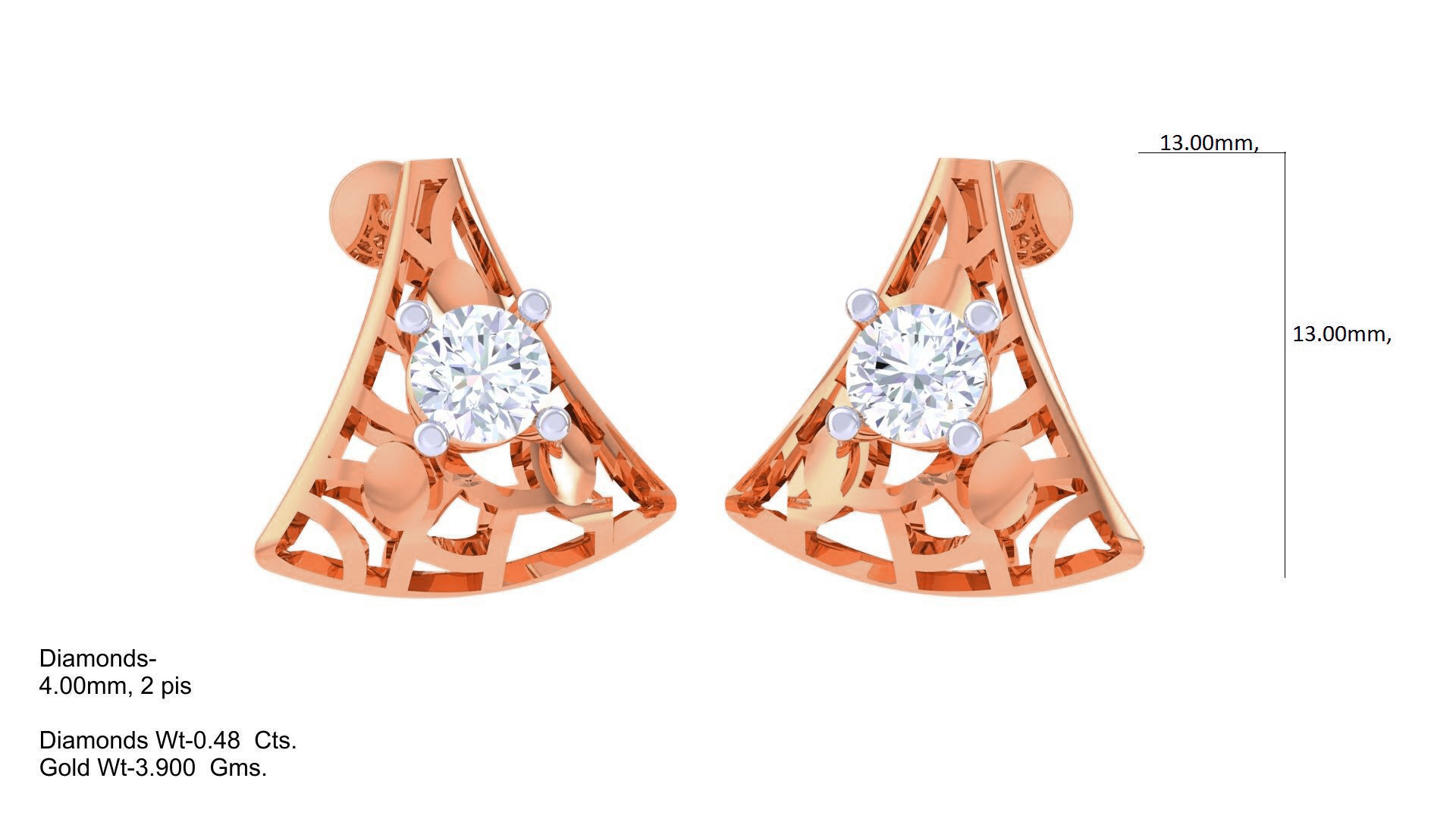 Wire Mesh Solitaire High Jewelry Pendant Earrings Set 3D print model_4