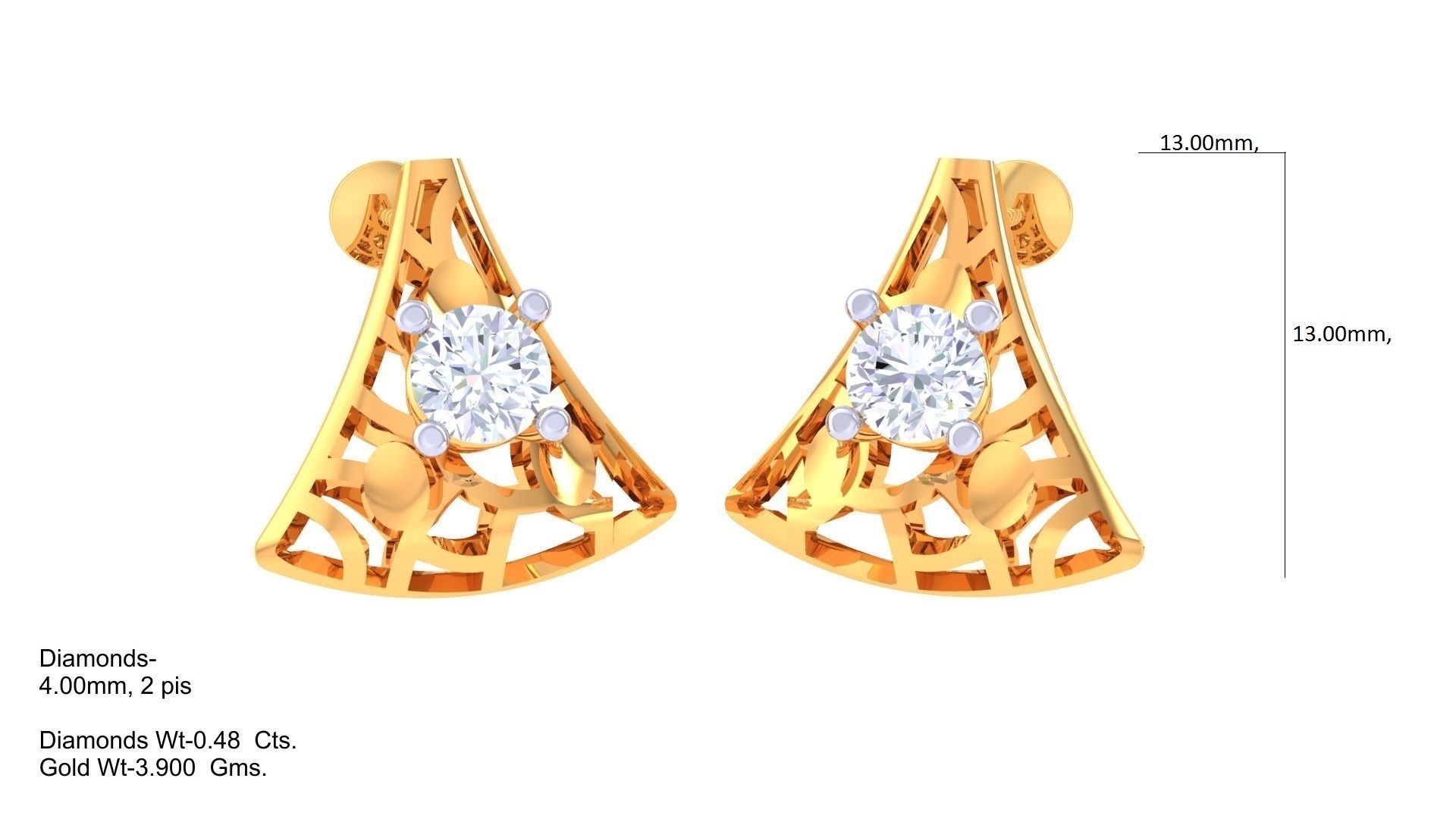 Wire Mesh Solitaire High Jewelry Pendant Earrings Set 3D print model_2