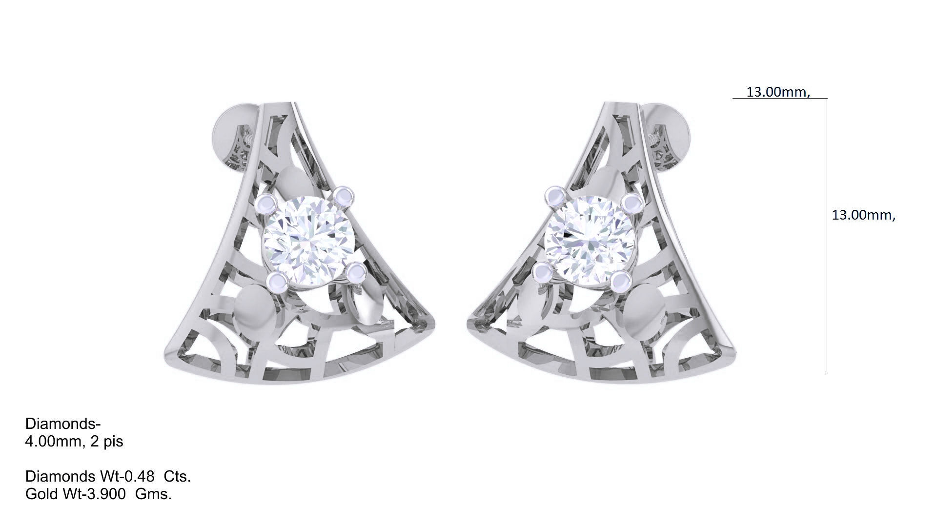 Wire Mesh Solitaire High Jewelry Pendant Earrings Set 3D print model_3