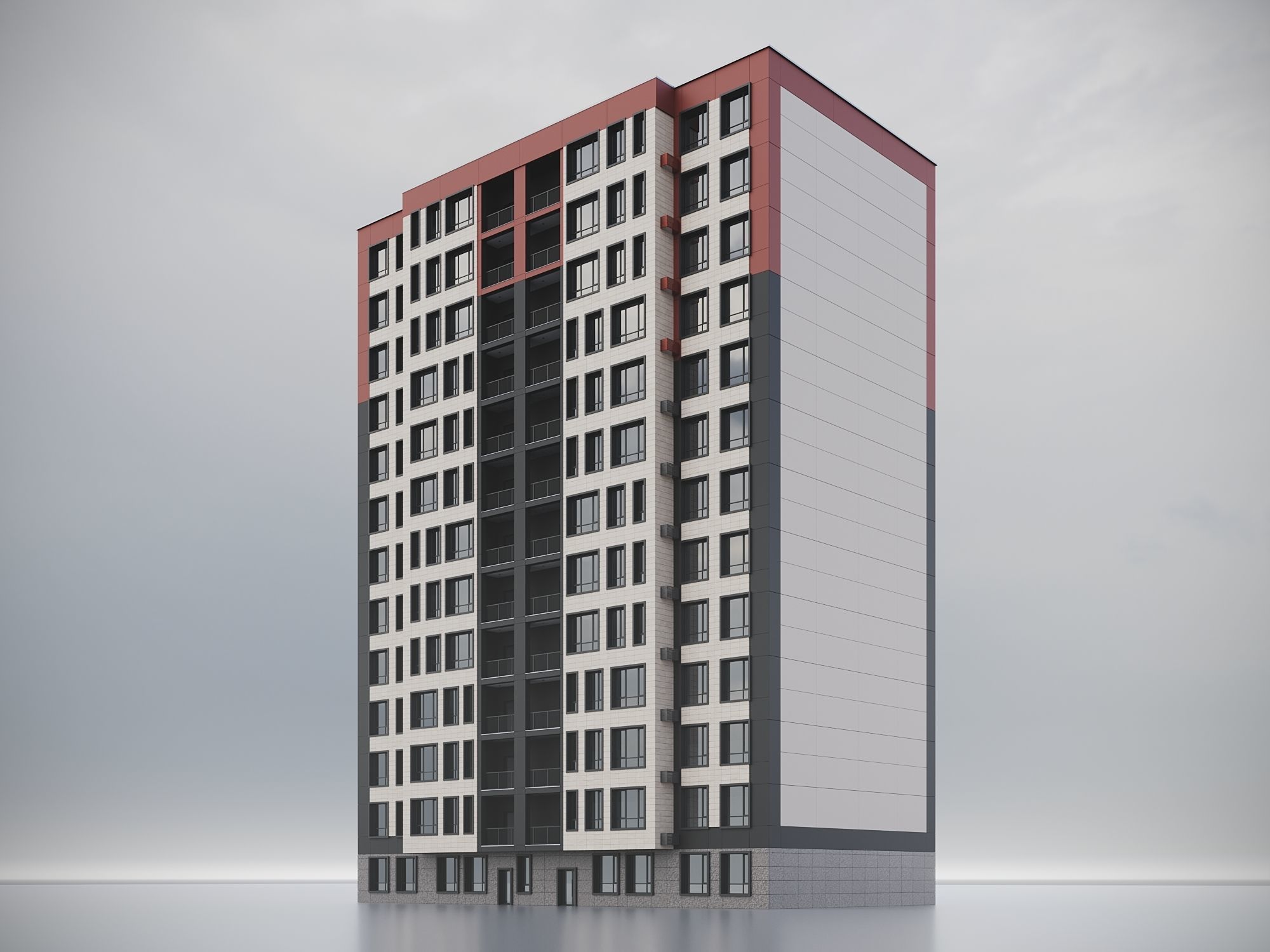 Modern Residential Building 018 3D model_6