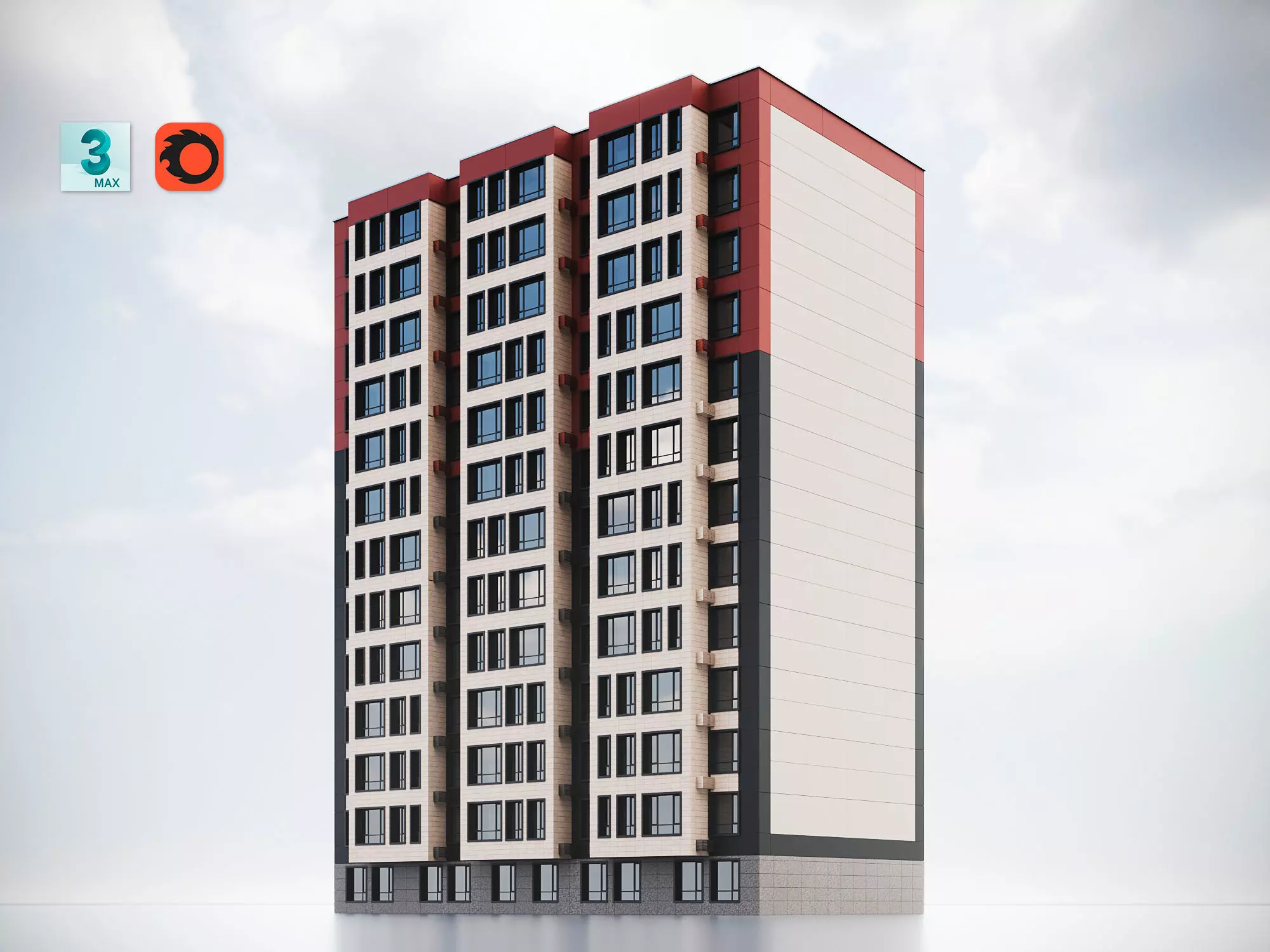 Modern Residential Building 018 3D model_0