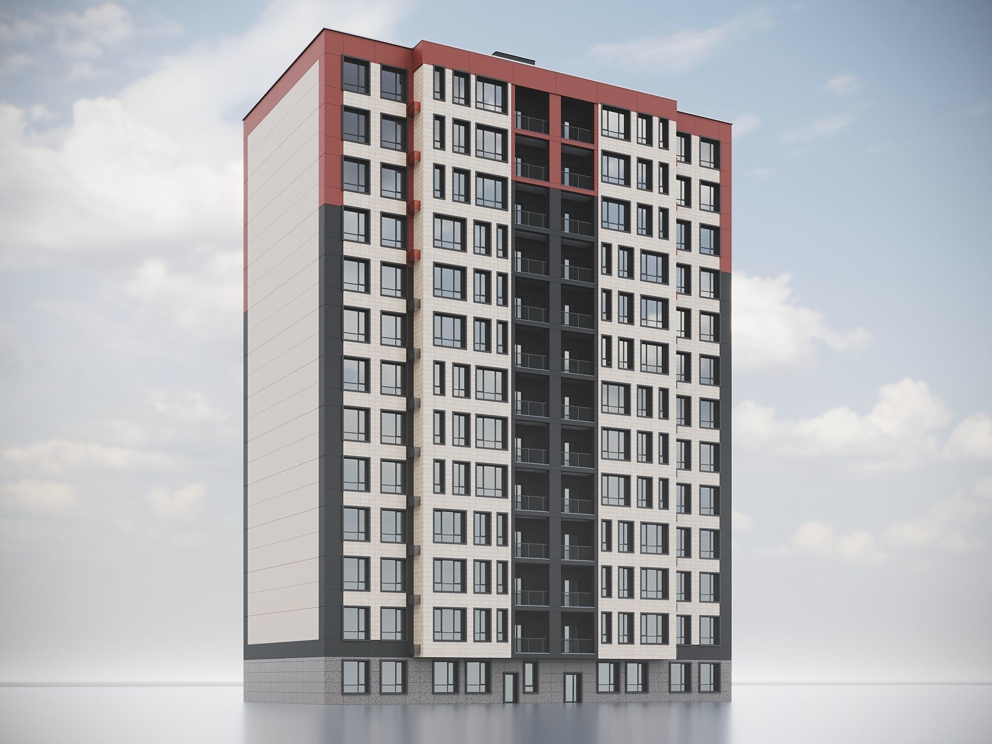 Modern Residential Building 018 3D model_5