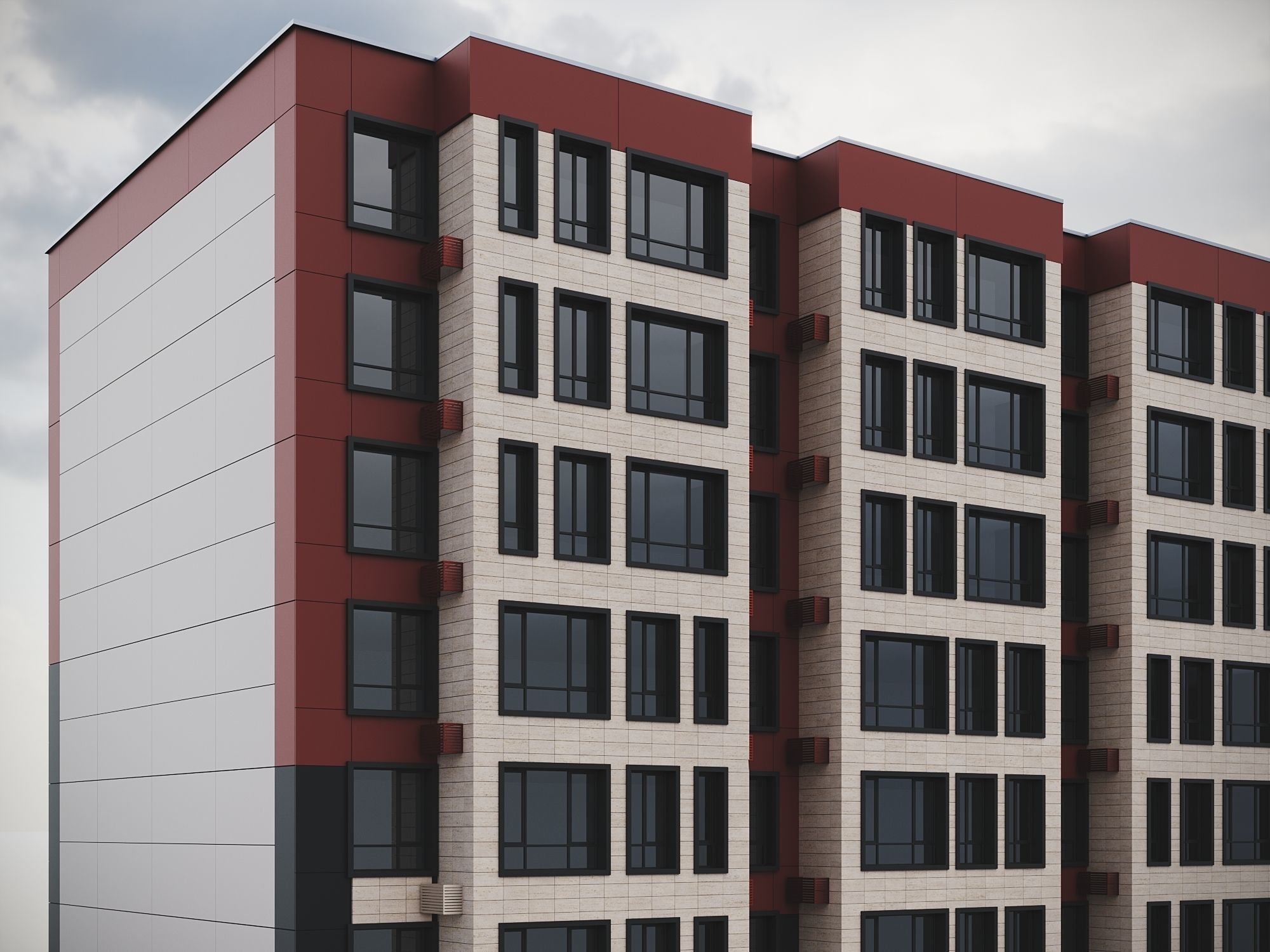 Modern Residential Building 018 3D model_4
