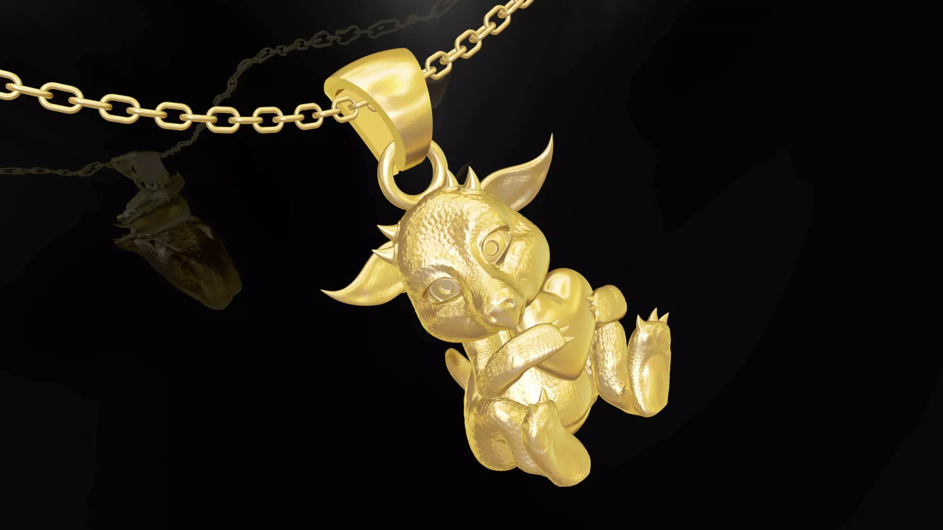 Heart baby dragon gold pendant jewelry 3D print model
