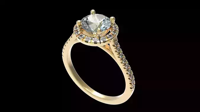 Halo Engagement Ring  USA 6 3D print model