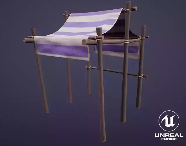 Stylized Small Market Stall Low-poly 3D model