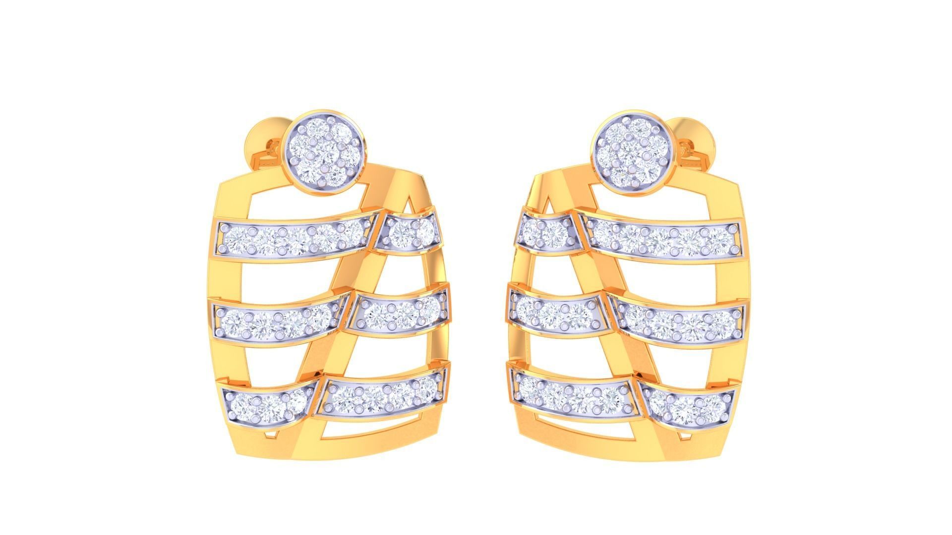 High Jewelry Pendant Earrings Set 3dm stl obj mtl gltf glb 3D print model_2