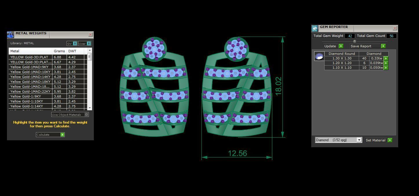 High Jewelry Pendant Earrings Set 3dm stl obj mtl gltf glb 3D print model_4