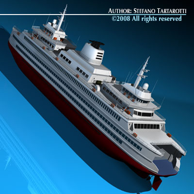 Ferryboat ferry boat on sea 3D model_6