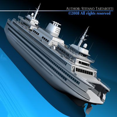 Ferryboat ferry boat on sea 3D model_5