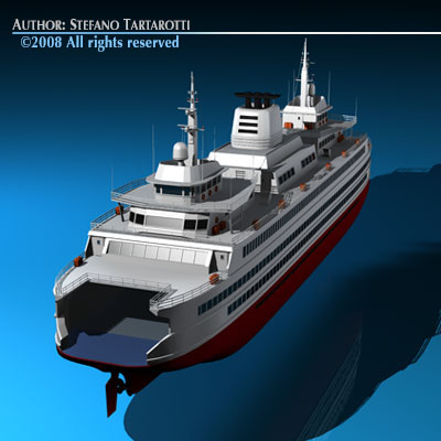 Ferryboat ferry boat on sea 3D model_3