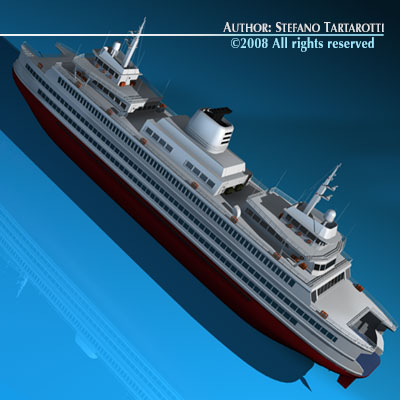 Ferryboat ferry boat on sea 3D model_1