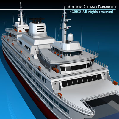 Ferryboat ferry boat on sea 3D model_2