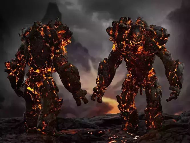 Lava Golem Low-poly 3D model