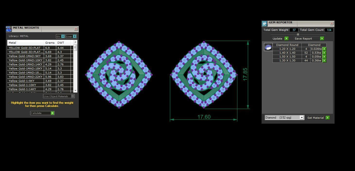 High Jewelry Pendant Earrings Set 3dm stl obj mtl gltf glb 3D print model_3