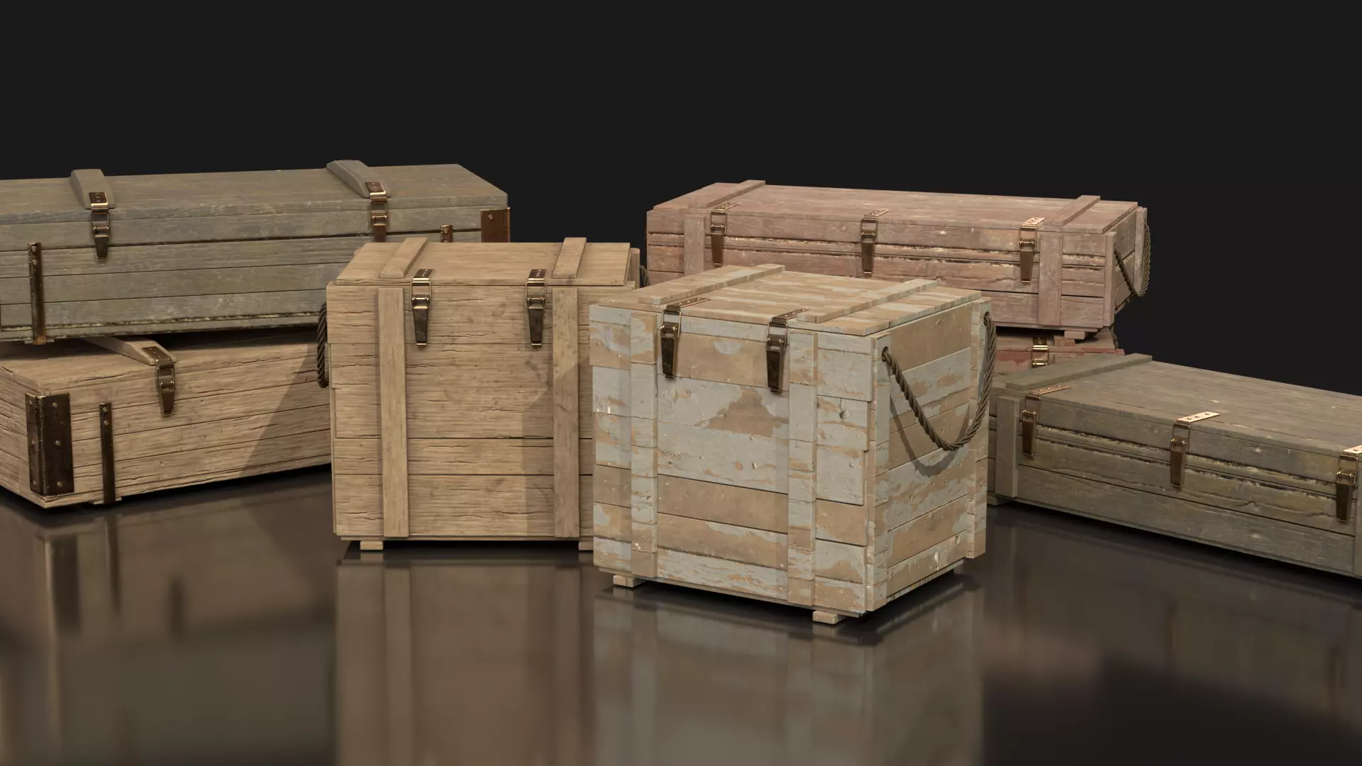 Wood Box Set Free 3D model