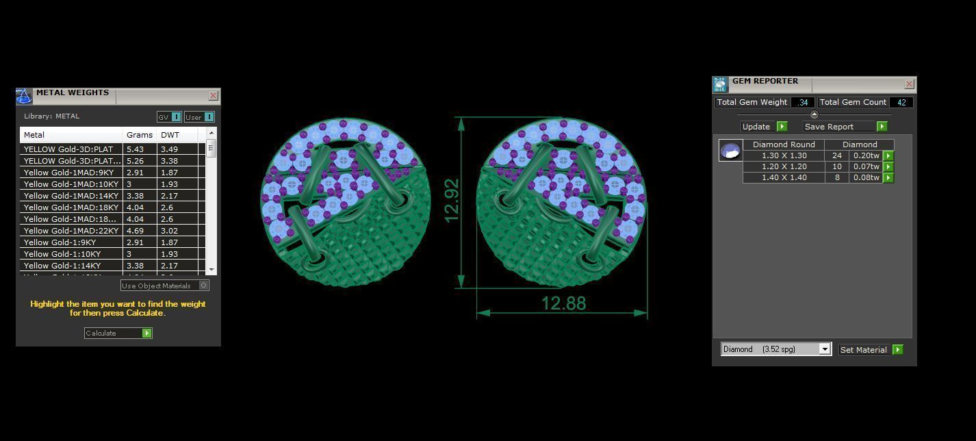 High Jewelry Pendant Earrings Set 3dm stl obj mtl gltf glb 3D print model_4