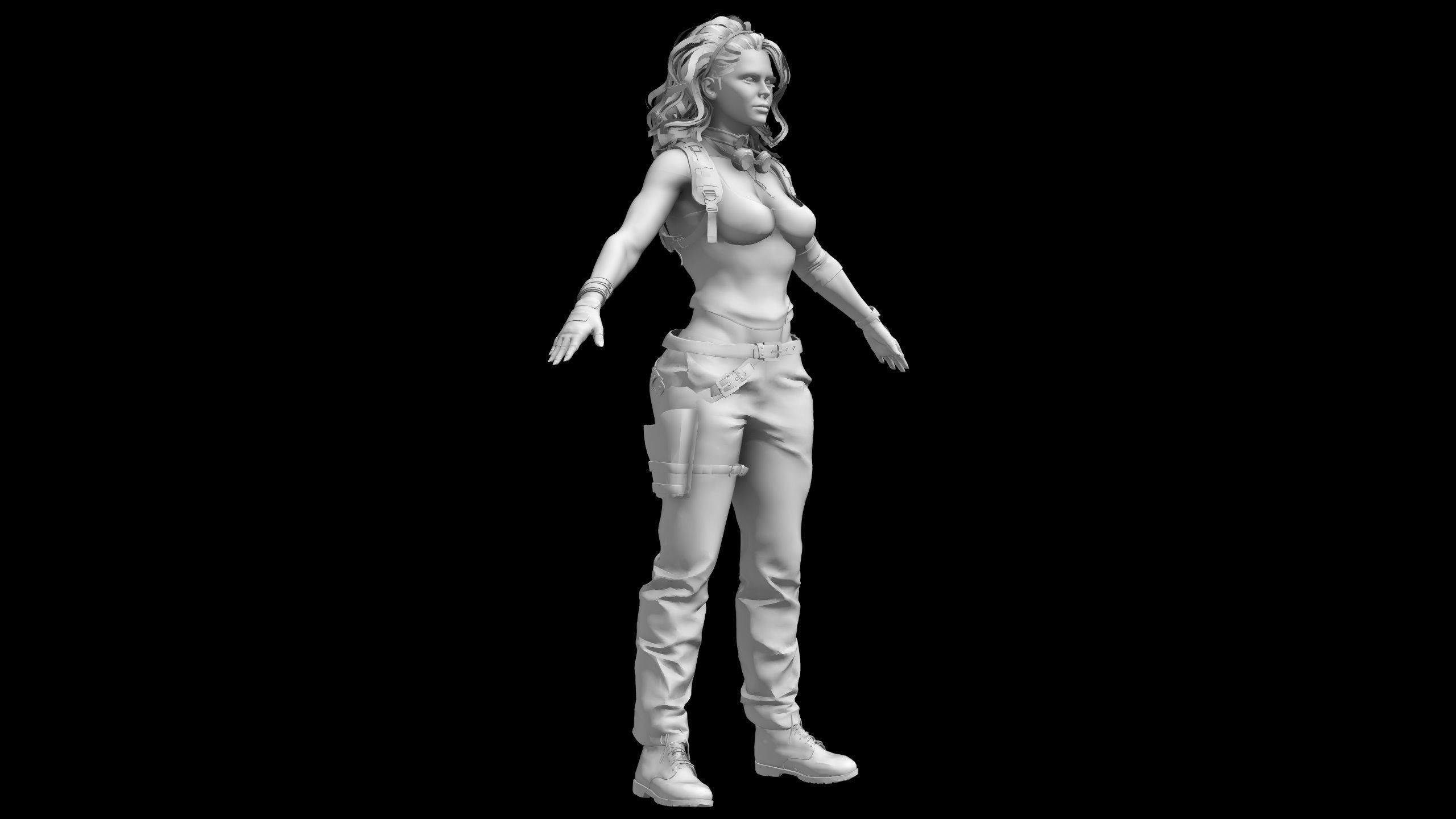 Wasteland Warrior - Adventurer Girl 3D model_2