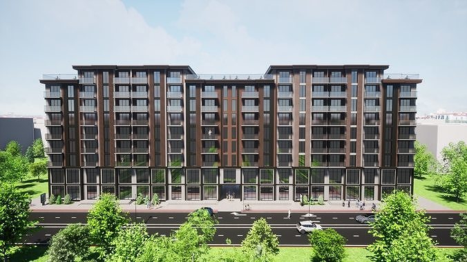 Apartment model with terrace 3D model