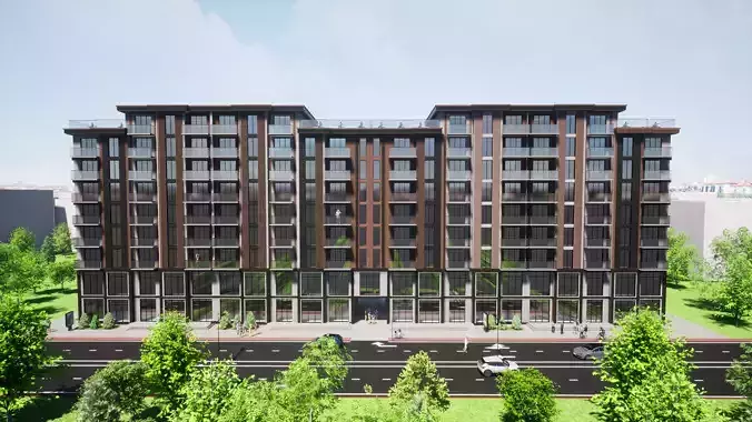 Apartment model with terrace 3D model