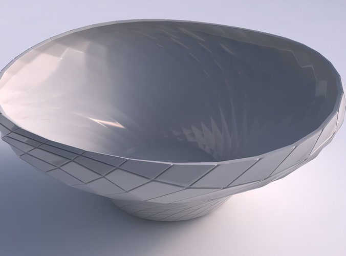Bowl wide and twisted with wavy grid plates