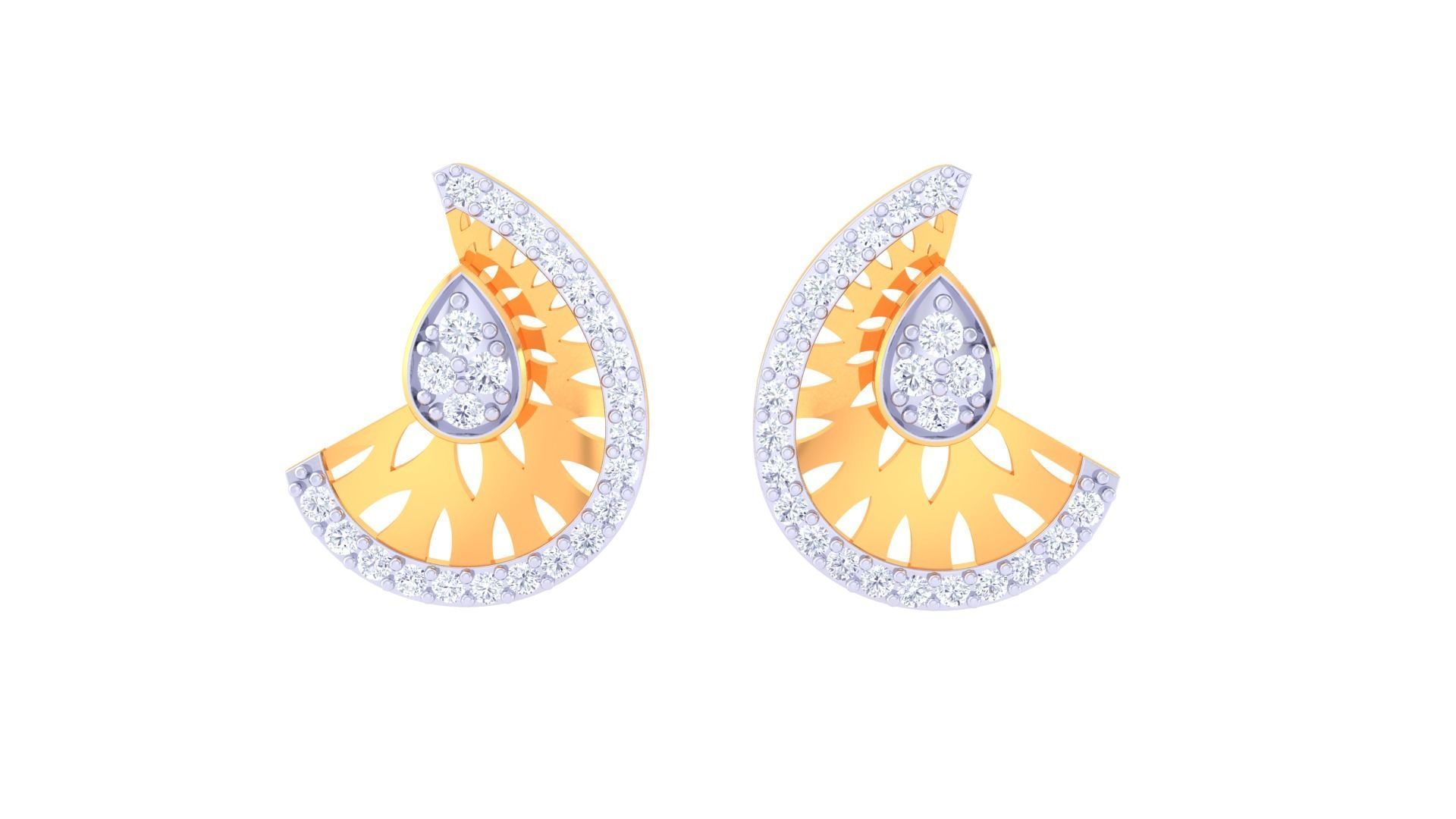 High Jewelry Pendant Earrings Set 3dm stl obj mtl gltf glb 3D print model_6