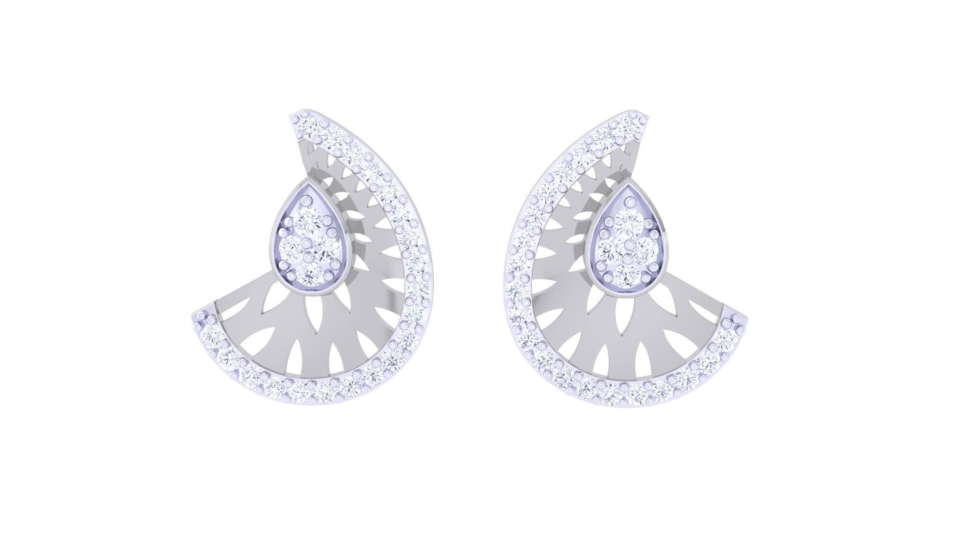 High Jewelry Pendant Earrings Set 3dm stl obj mtl gltf glb 3D print model_8